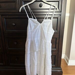 American Eagle Outfitters White Strapless Tiered Dress